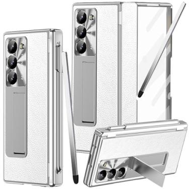 Imagem de YQODSZ Capa para Samsung Galaxy Z Fold 6 com suporte para caneta S e caneta stylus preta, capa de couro Z Fold 6 [capa de proteção de dobradiça de substituição] Capa protetora de tela embutida para Z
