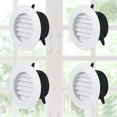 Imagem de VIHOSE 4 peças de ventilação Soffit 3 polegadas Soffit ABS exterior redondo exaustor com tela de mosca embutida para casa de banho escritório cozinha, branco