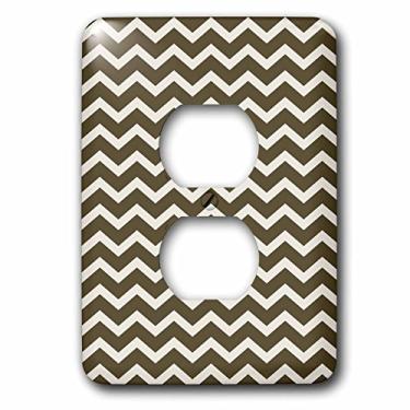 Imagem de 3dRose LSP_155786_6 Capa de tomada de 2 plugues em ziguezague chevron creme e marrom, marfim