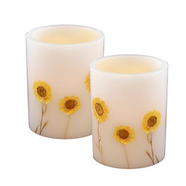 Imagem de Lumabase 92202 Velas de LED de cera a pilha, flores secas - Conjunto de 2, creme