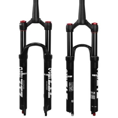 Imagem de ZTZ Garfo de suspensão pneumática BTT de 26/27,5/73.7 cm, tubo cônico de 3,8 a 3,8 cm, ajuste de rebote, viagem de 120 mm, QR 9 mm x 100 mm, bloqueio manual, garfo frontal ultraleve para mountain bike