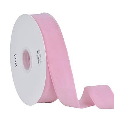 Imagem de YAMA Fita de veludo de 3,5 cm de largura, fita de veludo de 15 metros, fita de face única para gargantilha, acessórios de cabelo, grinaldas, buquês, embrulho de presente, artesanato DIY, rosa pérola