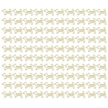 Imagem de Clipes de Papel Bonitos, Design de Cachorro, Material de Metal Resistente, Portátil para Uso Escolar e de Escritório, Adequado para Scrapbooking (Ouro)