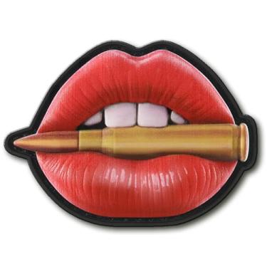 Imagem de M-Tac Remendo Morale Lábios vermelhos com bala - Patch militar tático de PVC com suporte de gancho - Adesivos para colete, mochilas, chapéus (vermelho)