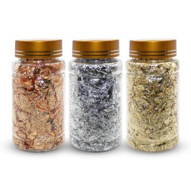 Imagem de Kit 3 Folhas de Ouro Dourado Prata Bronze Decoração Encapsulamento de 