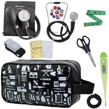 Imagem de Kit Academico Enfermagem Esfigmomanometro Aparelho de Pressao Estetosc
