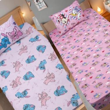 Imagem de Kit 2 Jogos de Lençol Lilo Stitch Rosa e Minnie Rosa Disney - Portalla