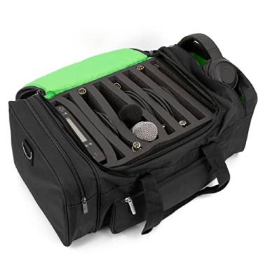 Imagem de CASEMATIX Estojo para arquivos de DJ – 8 compartimentos para cabo premium com paredes acolchoadas e divisórias de armazenamento de cabos, bolsos resistentes para fones de ouvido, pequenos mixers, microfones e acessórios para DJ