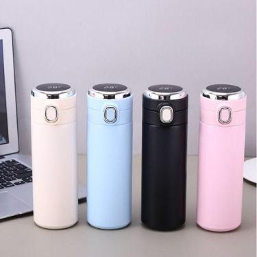 Imagem de Garrafa Térmica Inoxtemperatura De Led Estampa Lisa 400ml - oem, Rosa