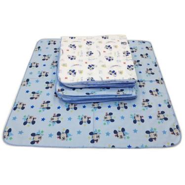 Imagem de Cueiro Flanelado Mickey/minnie 80x80cm Com Crochê - Dugu, Mickey