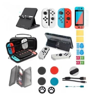 Imagem de Conjunto de acessórios Switch OLED 27 em 1 para Nintendo Switch OLED, kit de acessórios OLED atualizado 2024 com capa protetora OLED, estojo de transporte, protetor de tela OLED e mais (OLED 2 7 em 1