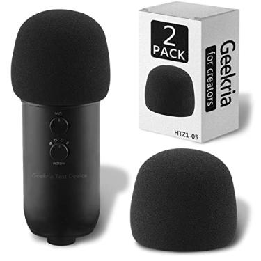 Imagem de Geekria Para criadores de espuma pára-brisas compatível com Blue Yeti, capa de espuma antipop para microfone Blue Yeti Pro, capa de vento de microfone, filtro de espuma de esponja (preto/pacote com 2)