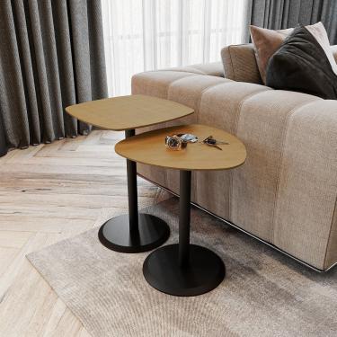 Imagem de Conjunto Mesa de Canto Keva 40x40x53cm Natural Tawary