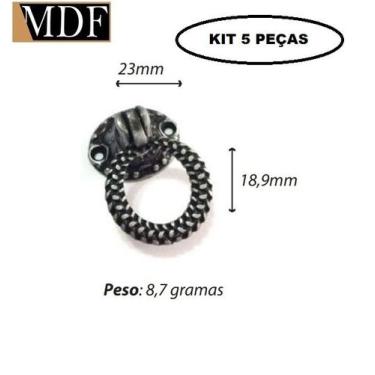 Imagem de Kit 5 Puxador Trabalhado para Caixa Gaveta 2,3 X 1,89cm Artesanato - A