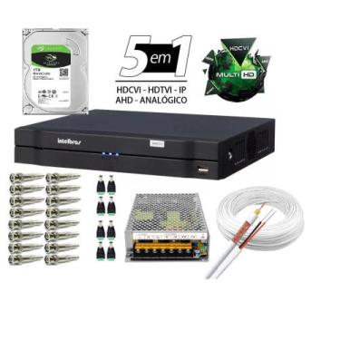 Imagem de Kit Dvr 8 Canais Intelbras Full Hd + Cabo + fonte + Conectores C/Hd 1 