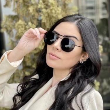 Imagem de Óculos de Sol Aviador Hexagonal Preto Catarina - Freestar