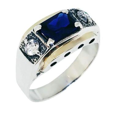 Imagem de Anel Formandos Tradicional - Cod 273V - Carlitos Joias, Azul safira, 2