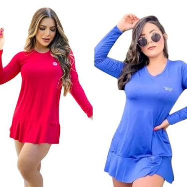 Imagem de Kit 2 Saídas de Praia Vestido feminino proteção solar UV 50+ FPS - For