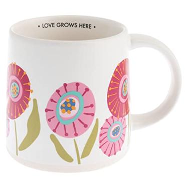 Imagem de Karma, Caneca Shelly de 400 ml - Caneca fofa de café e chá - Canecas de café de cerâmica para mulheres e homens, Love Grows Here