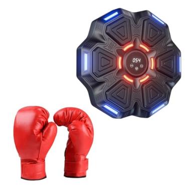 Imagem de Pegciuho Máquina de boxe musical, alvo de boxe eletrônico, velocidade ajustável, alvo de parede com luvas, treinador de boxe para sanda, Preto