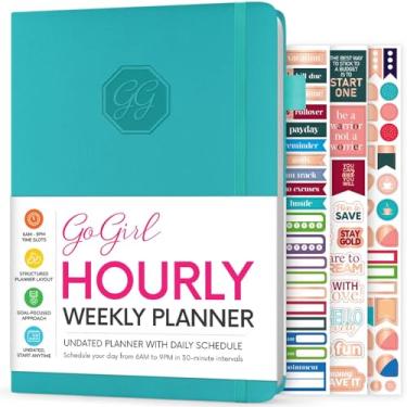 Imagem de GoGirl Agenda semanal – Planejador de trabalho e vida a hora com horários – Organizador de agenda vertical para produtividade diária, A5 (turquesa)