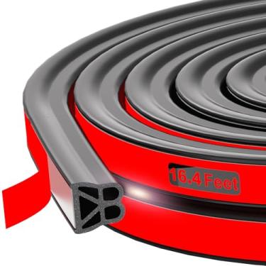 Imagem de CHUANJI Tira de Vedação de Porta de Carro 16,4 Pés, Vedação de Porta de Carro, Camada Dupla, Borracha Automotiva, Tira de Vedação Autoadesiva Universal, À Prova de Som, para Carros (16,4 Pés, Preto)