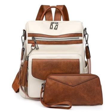 Imagem de Bolsa feminina Sursee Fashion de couro PU, bolsa de ombro feminina, bolsa de viagem, Branco, Medium, Mochila feminina moderna