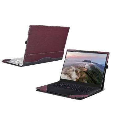 Imagem de WODBAO Capa protetora para laptop Lenovo ThinkPad P1 Gen 7 Mobile Workstation de 16 polegadas capa protetora 2 em 1 couro PU All-in-One à prova de quedas bolsa interna para acessórios de computador de