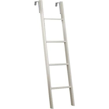 Imagem de Escada de cama branca para cama loft, cama longa, beliche de chão de 1,5 m com degrau largo e encaixe de ganchos, trailer, motorhome solteiro, branca, 1,5 m