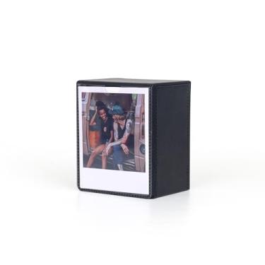 Imagem de Leonuliy Caixa de armazenamento de porta-retratos para câmera instantânea Instax Wide 300/400 e Polaroid Films, porta-retratos de 12 cm e recipientes, material de couro PU e fecho magnético. (preto)