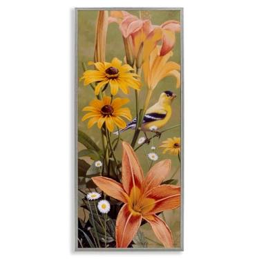 Imagem de Stupell Industries Among the Flowers Bird Framed Giclee Wall Art Design por Rod Lawrence, moldura cinza, 33 x 30