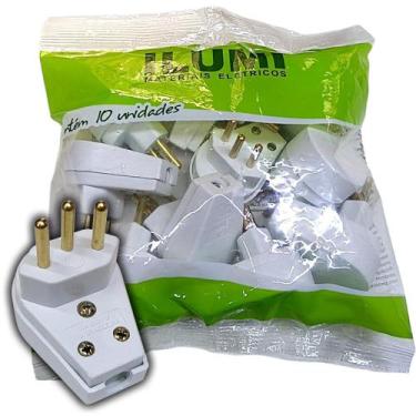 Imagem de Plug Macho com 3 Pinos Tomada Gigante 10a com Prensa Cabo para Extensã