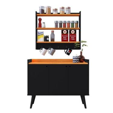 Imagem de Kit Casa Completa Aparador Buffet 3 Portas Pés Palito Wood New Armário