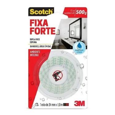 Imagem de Fita dupla-face fixa forte areas umidas banheiro 24mmx1,0m 3m