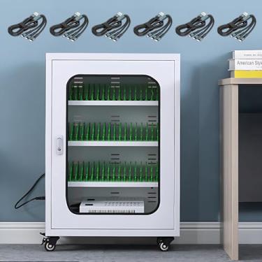 Imagem de Organizador de estação de carregamento de celular, armário de carregamento de celular/tablet com trava e rodas, estação de carregamento USB para celular, para salas de aula/clubes de ginástica/es