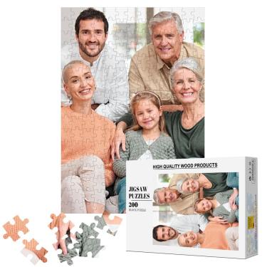Imagem de Quebra-cabeça personalizado Quebra-cabeça de madeira personalizado de 200 peças com caixa