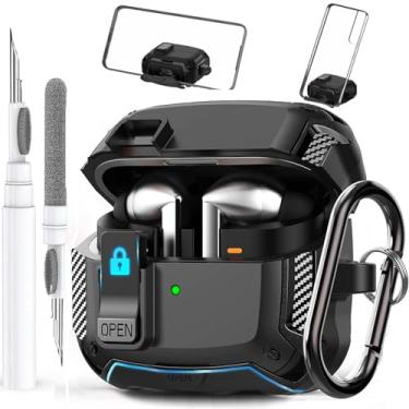 Imagem de Olytop: Capa Rígida Protetora à Prova de Choque para Samsung Galaxy Buds 3/3 Pro com Mosquetão e Kit de Limpeza Multifuncional