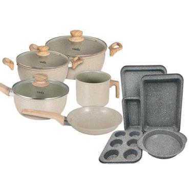 Imagem de Jogo De Panelas Oster Cerâmica Indução Assadeiras Antiaderente Aço Car