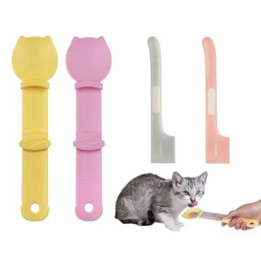 Imagem de DS. DISTINCTIVE STYLE Conjunto de 4-2 comedouros para gatos e 2 colheres de mistura de ração para animais de estimação para alimentos úmidos e lanches