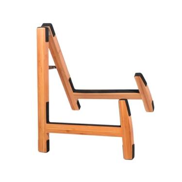 Imagem de simhoa Suporte elétrico de guitarra de madeira portátil portátil de instrumento portátil Stand para bandolim de violoncelo de guitarra elétrico acústico, Marrom Claro