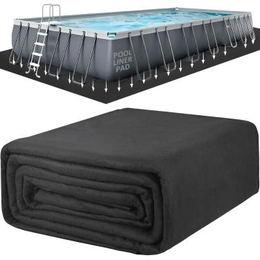 Imagem de POOLHACKER Forros retangulares de 30 cm x 50 cm para piscinas acima do solo, material geotêxtil durável, fácil de instalar, prolonga a vida útil da linha, enchimento embaixo da piscina