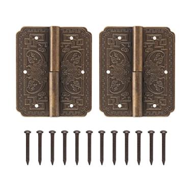 Imagem de 2 Pedaços de Dobradiças Dobráveis ​​Dobradiças de Latão Antigas Dobráveis, Dobradiças de Porta de Armário retrô para Armários de Sapatos, Bandela de Gavetas, Armários, Caixas de