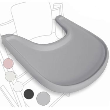 Imagem de Bandeja para cadeira alta compatível com cadeira Stokke Tripp Trapp – Cinza fosco – Sem recurso de placa de sucção – Design ergonômico curvo – Livre de BPA, fácil de montar