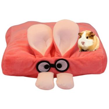 Imagem de Copfeu Cama de porquinho-da-índia grossa e macia para coelhos, hamsters, chinchila, esquilo, furão, gatinhos, habitat para dormir, tapete de almofada de suporte com superfície macia (rosa, GG)