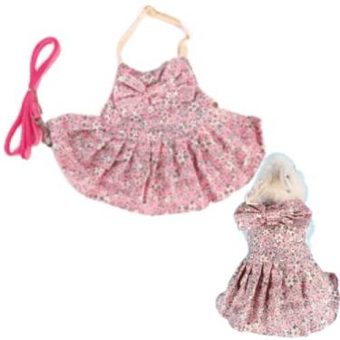 Imagem de Copfeu Conjunto de coleira e arnês de coelho ajustável, vestido de coelho, roupa de coelho, roupa para animais de estimação pequenos, furão, porquinho-da-índia, esquilo, hamster (roxo, P)