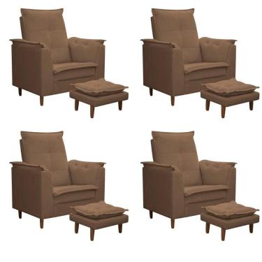 Imagem de Kit 04 Poltronas Maria Para Amamentação E Descanso Com Puff Confortável Suede Marrom Mabe Magazine