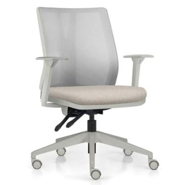 Imagem de Cadeira De Escritório Giratória Diretor Flow F02 Base Cinza Linho Bege Claro - Lyam Decor