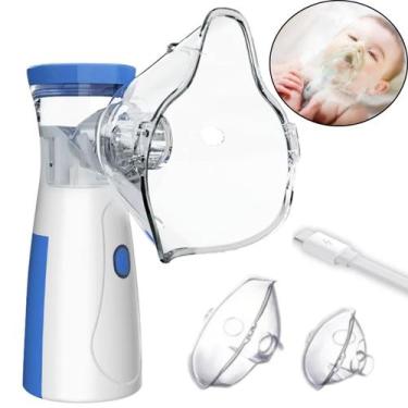 Imagem de Inalador Nebulizador Silencioso Portátil com 2 Máscaras P/ Adulto Cria