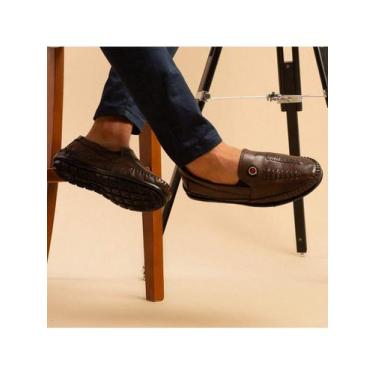Imagem de Mocassim Masculino Em Couro Legitimo Dia a Dia - Rota Franca, 39, Cafe