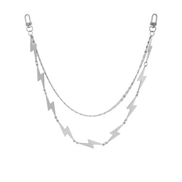 Imagem de HAQUIL Corrente de jeans punk Lightning, calça jeans hip hop punk e corrente de cintura com relâmpago, acessórios de moda, joias para homens e mulheres, Medium, Metal não precioso, Sem Pedra Preciosa